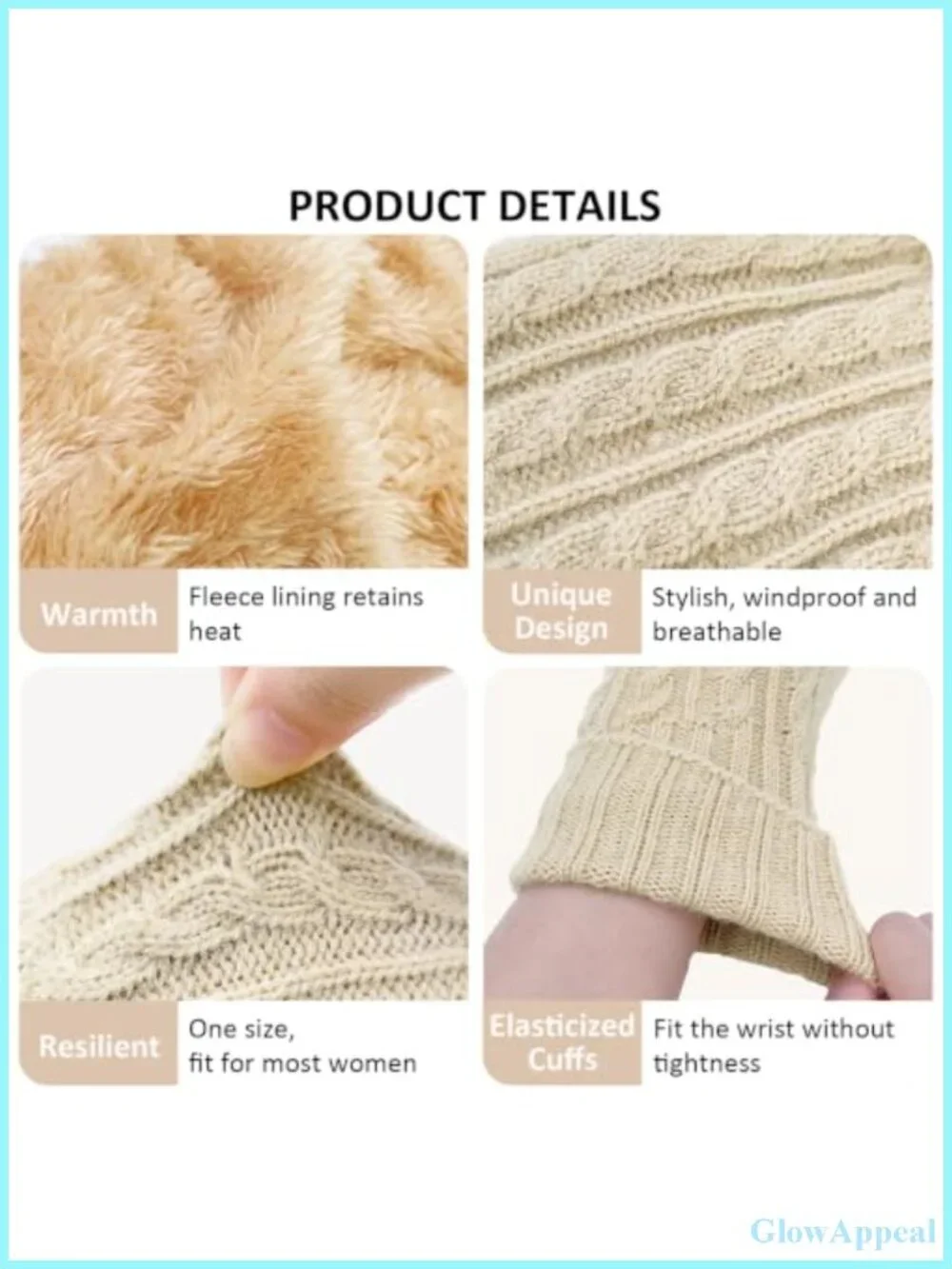 Knit Winter Gloves Touch Screen Thermal Fleece for Women